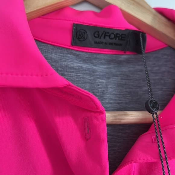 NWT G/Fore Chevron Golf Polo Shirt Women’s Size Small Grey Pink Colourblocked - Picture 4 of 6